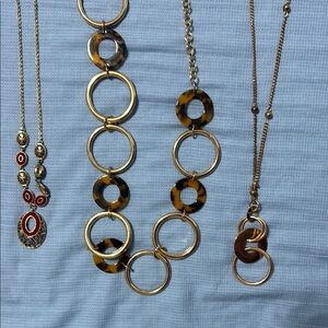 Gold and Brown Geometric Necklace Set